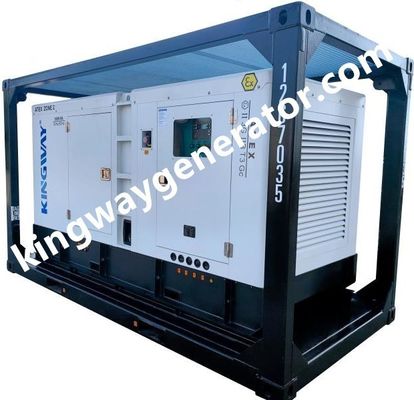 100 KVA Zone II explosiebestendige stille dieselgenerator gemonteerd in DNV 2.7-1 voor offshore olie- en gasvelden