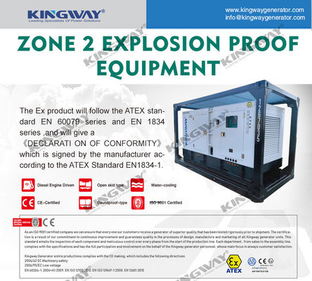45kva 400v 50hz 3 fase 4 draad explosiebestendige dieselmotor DNV2.7-1 Certified Lifting Frame ATEX dieselmotor voor zone 2