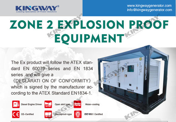 Offshore platform Canopy 25kva 400v 50hz 3 fase 4 draad explosiebestendige dieselmotor ATEX gecertificeerde zone 2 offshore generator