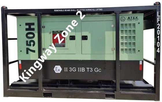 Atex Zone 1 Zone 2 Explosiebestendige 375 cm3 luchtcompressor met DNV2.7-1 hefframe en vlamvertrager voor olie- en gasvelden