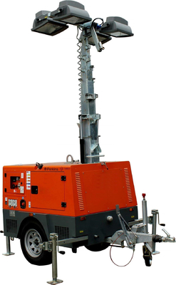 Openlucht Diesel Generator Lichte Toren Op een voertuig gemonteerd met 4 Lampen met 7m mast