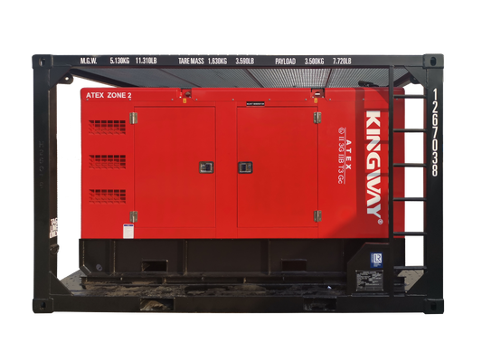 500 KVA Kingway ATEX Zone 2 T3 Explosiebestendige stille dieseldesegenerator met DNV-gecertificeerd opheffingsframe