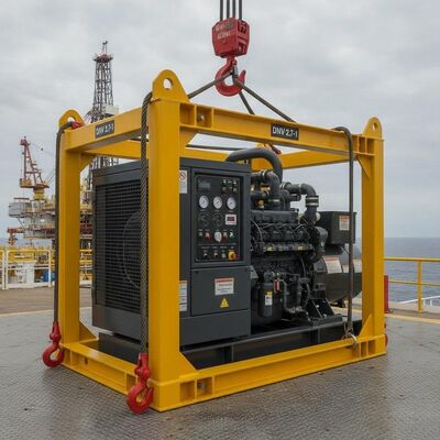 200KVA T3 temperatuurklasse ATEX Zone 2 dieselgeneratorset met DNV 2.7-1 offshore hefframe